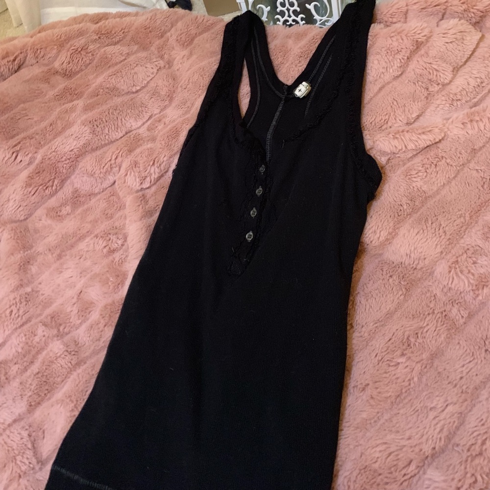 Frayed black tank top